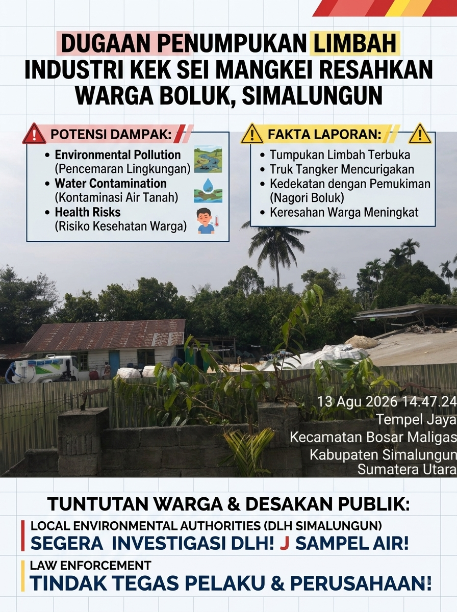 Dugaan Penumpukan Limbah Industri KEK Sei Mangkei Resahkan Warga boluk, Simalungun