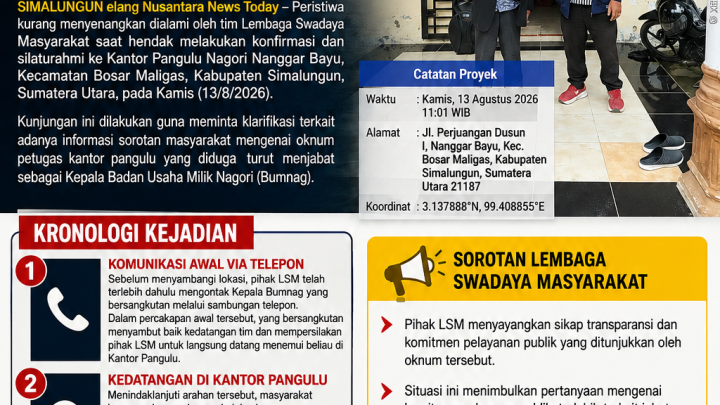 LSM Soroti Dugaan Pelayanan Tak Optimal Oknum Petugas Kantor Pangulu Nanggar Bayu