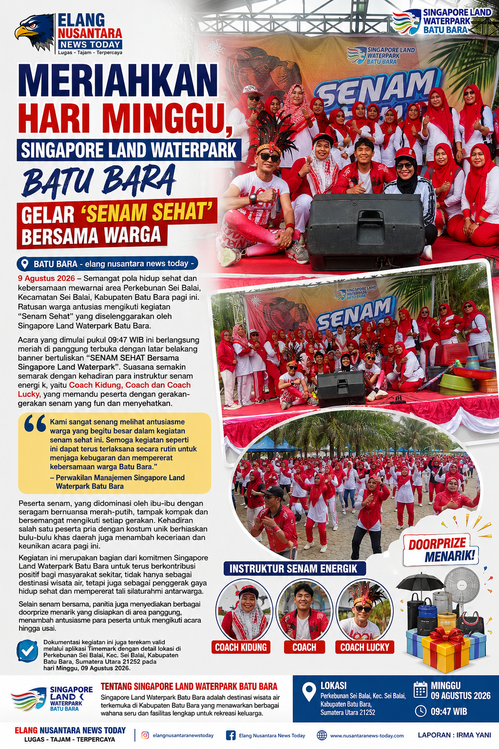 giat senam batubara Ratusan Warga Batu Bara Antusias Ikuti Senam Sehat Bersama Singapore Land Waterpark