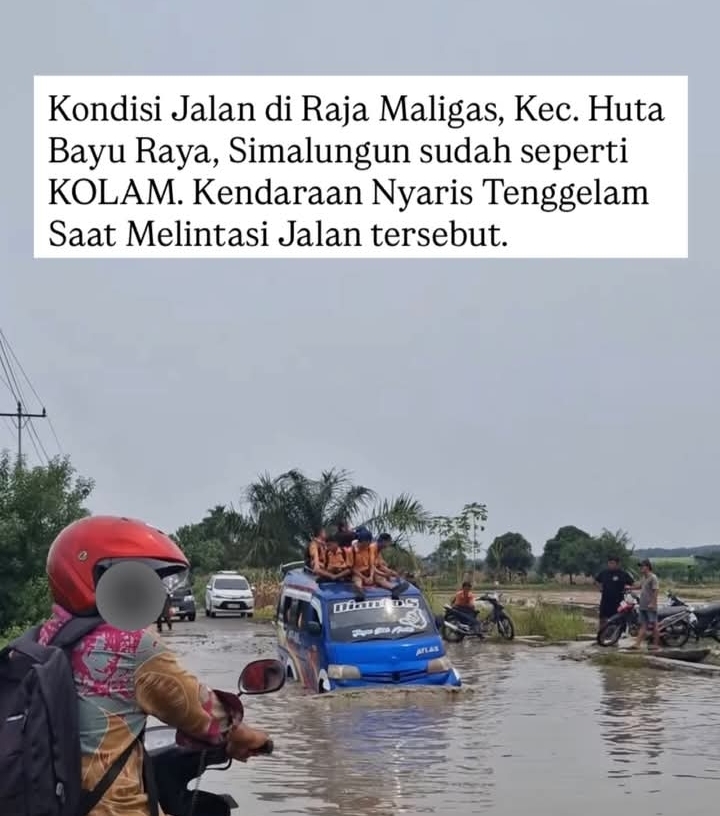 Jalan Rusak dan Tergenang Air di Raja Maligas Simalungun, Warga Harapkan Solusi Infrastruktur